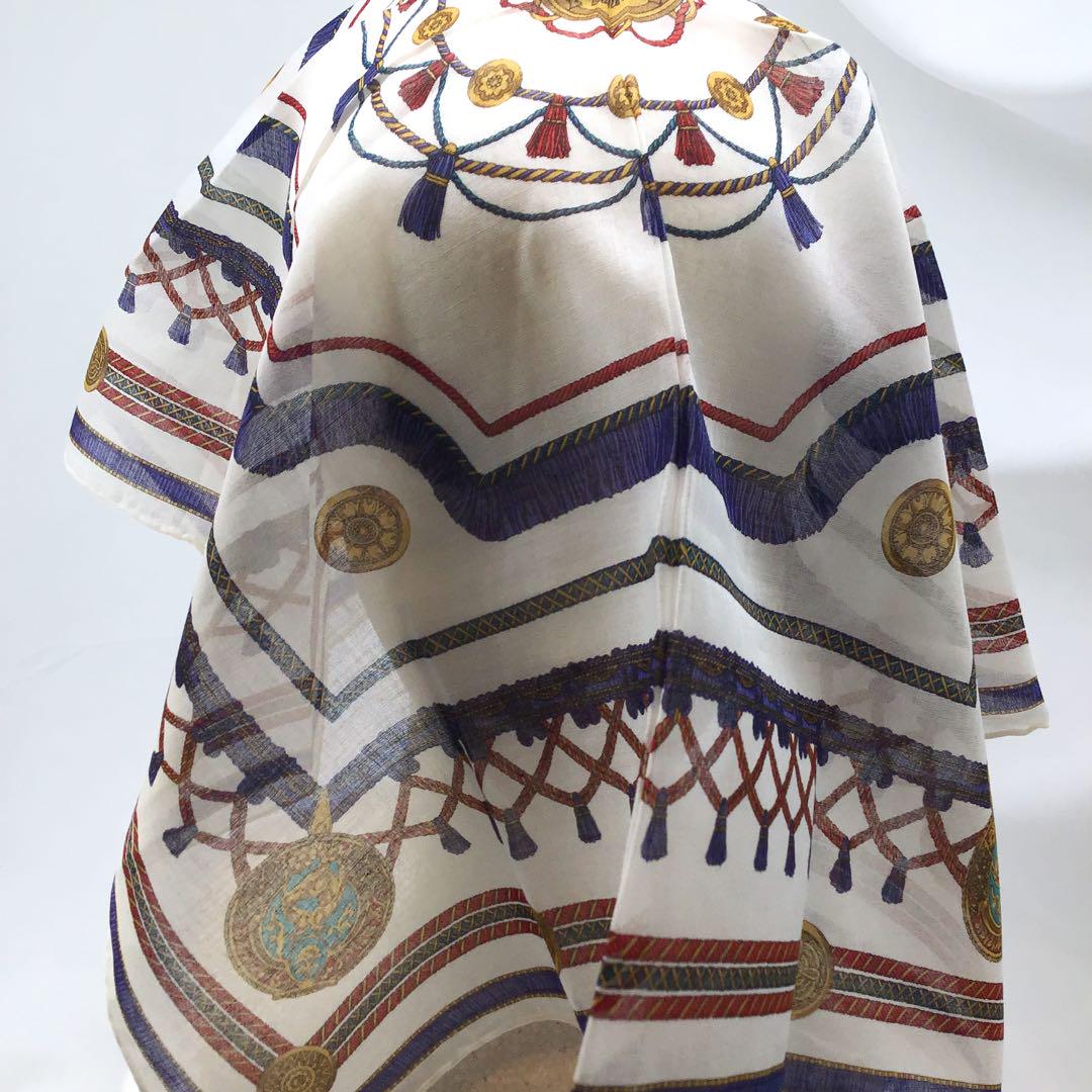 新品！ CELINE 刺繍 ハンカチ スカーフ タッセル 透かし素材