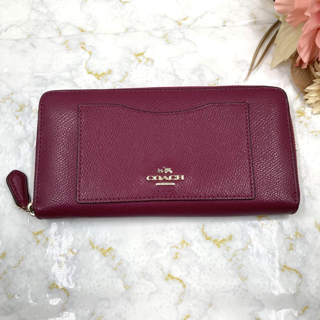 美品❣️COACH コーチ長財布レディースブランドマゼンダピンク金具ゴールド