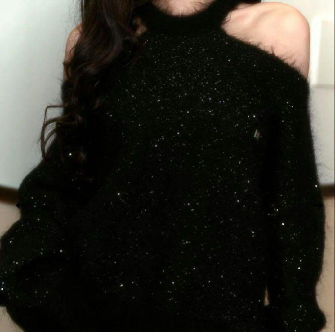 トップス andwang Off shoulder over knit black andwang Off shoulder over knit black 送料 無料 通販