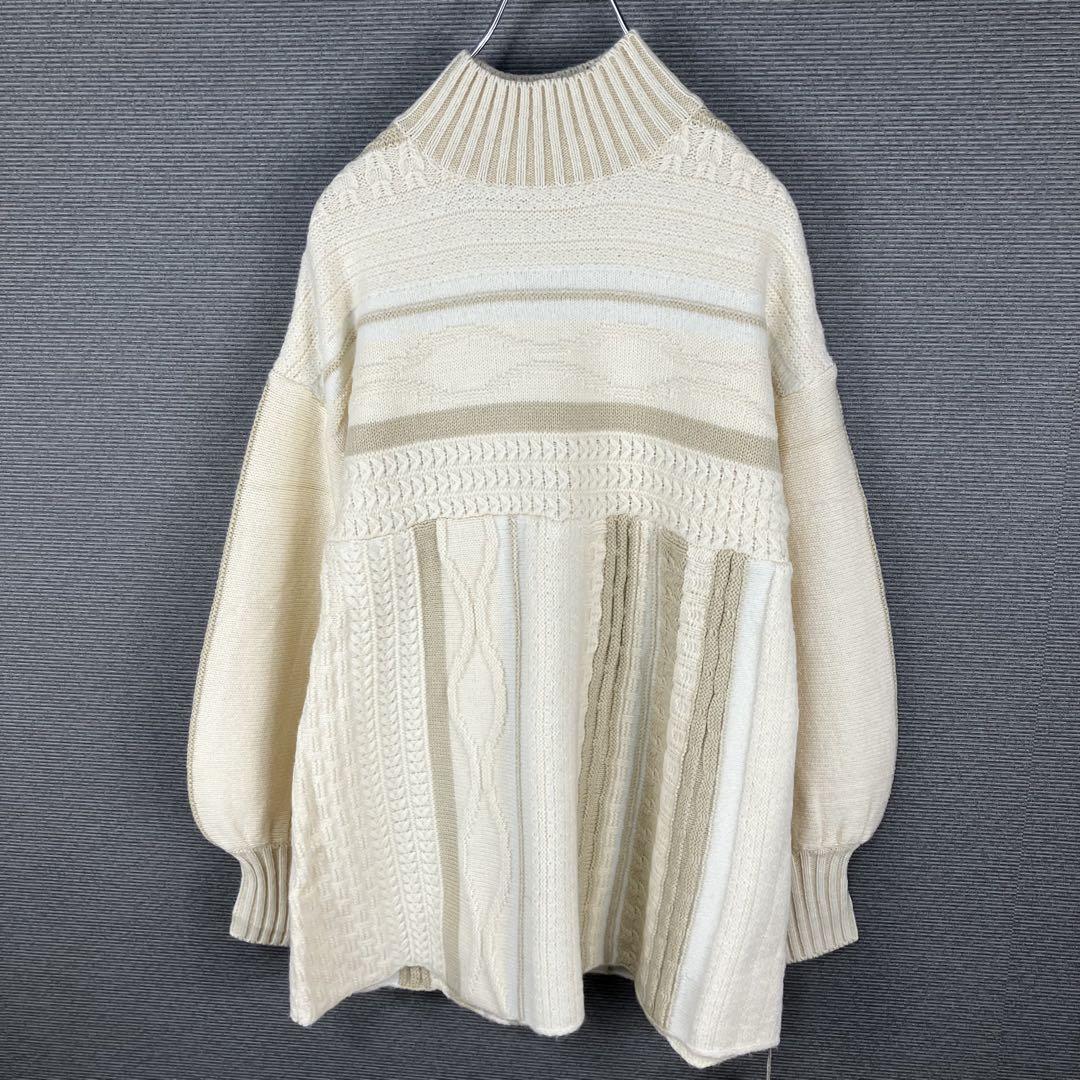 新品 Eaphi strata design knit F アイボリー