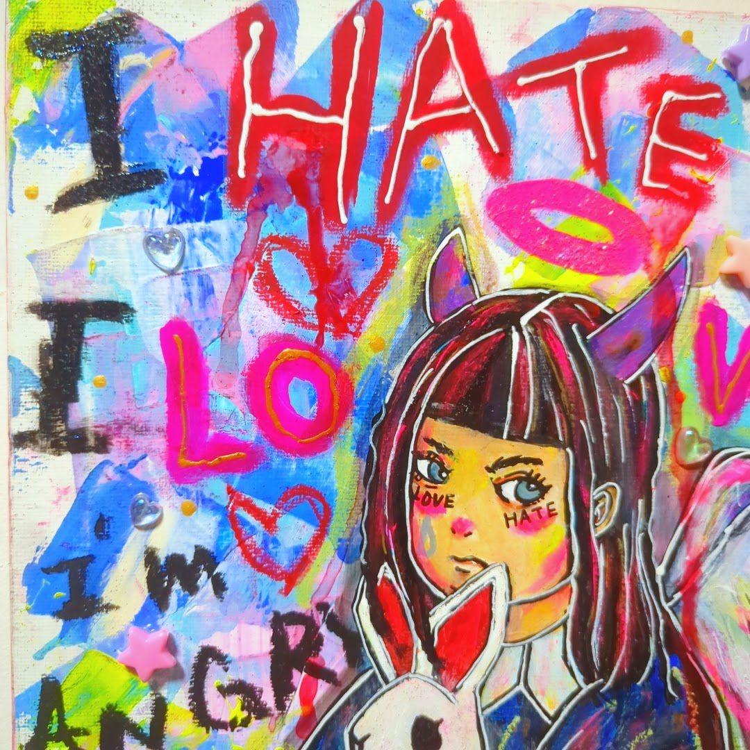 【F0号/現代アート】Please don't CRY【絵画,イラスト】 2023年7月製作＊】風神（F3号） 風神雷神 現代アート