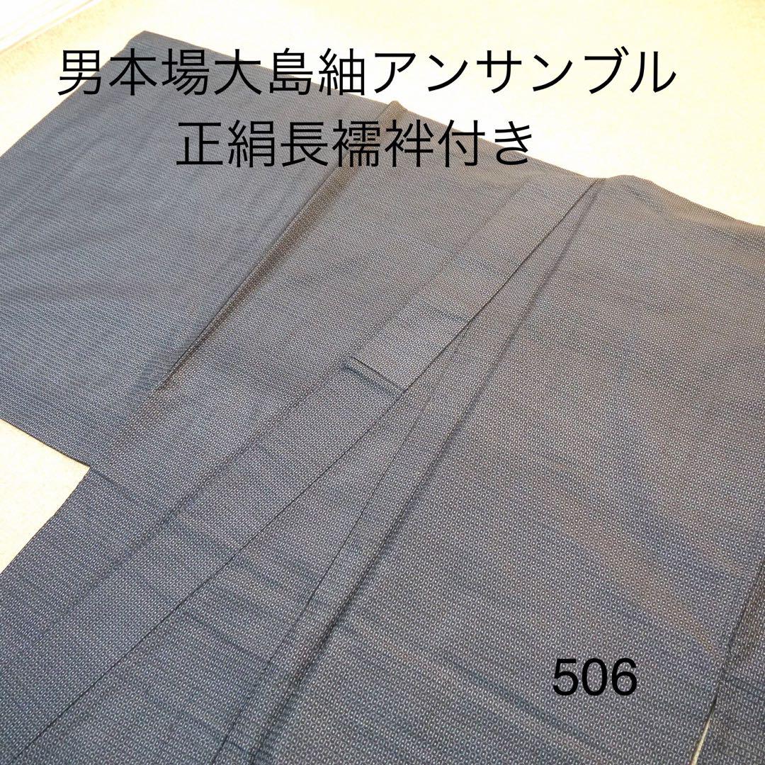 超お値打ち‼️男物本場大島紬アンサンブル藍色系No.506 画像1