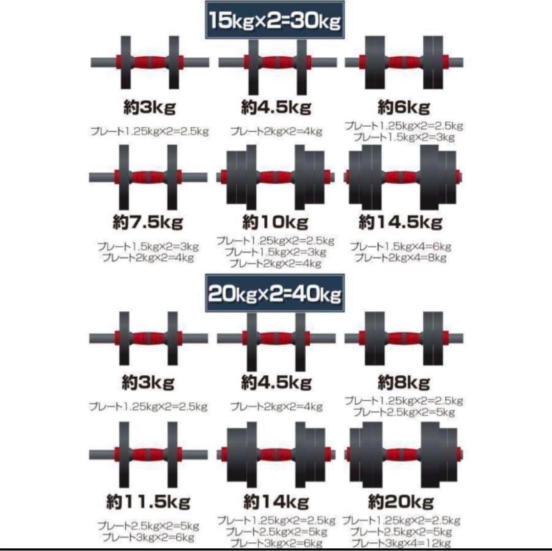 【限定】大人気ダンベル可変式 20kg可変式ダンベル 40kg 多機能2個セット