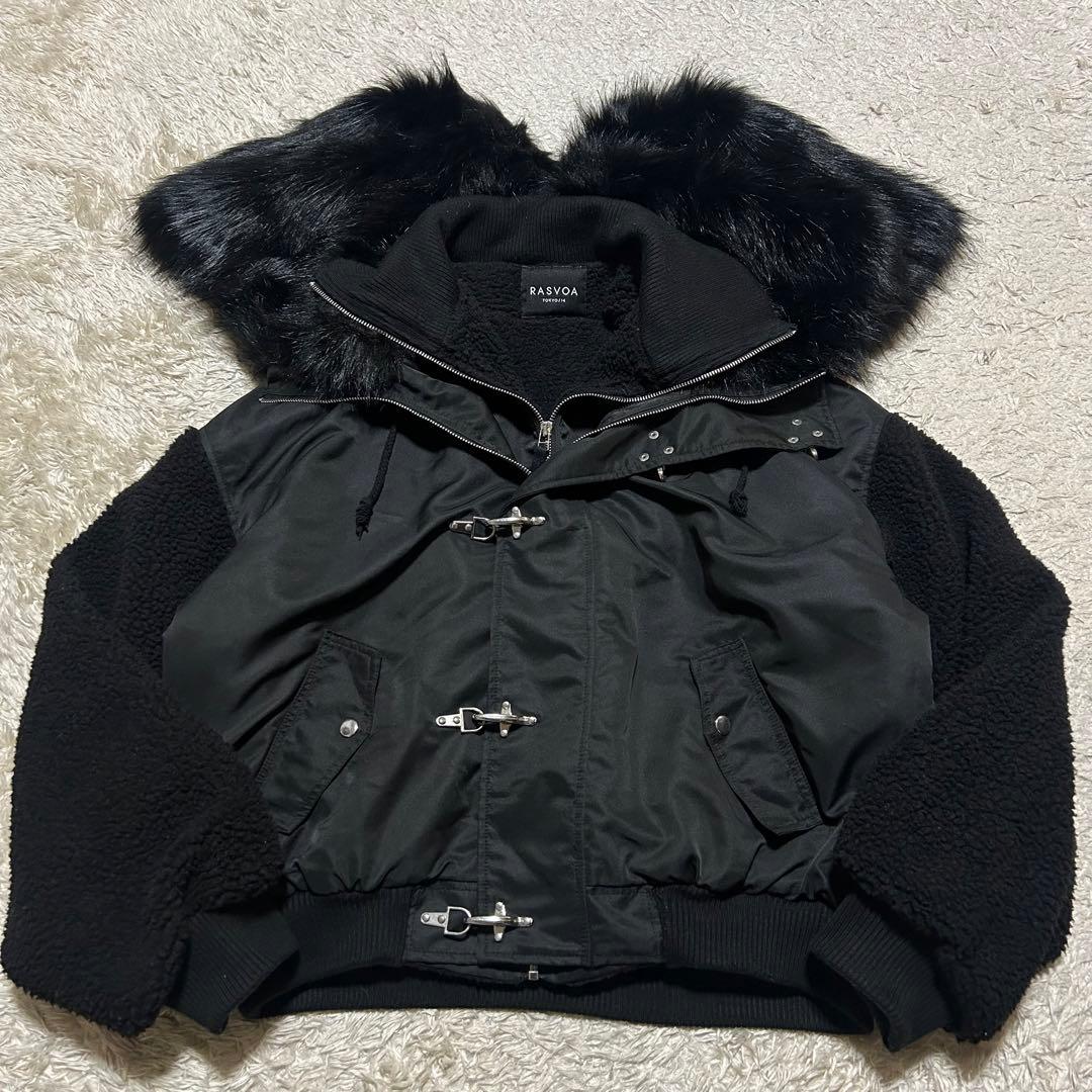 RASVOA ファイヤーマンボアフライトジャケット N-2B黒 Fサイズ y2k SIZE RASVOA