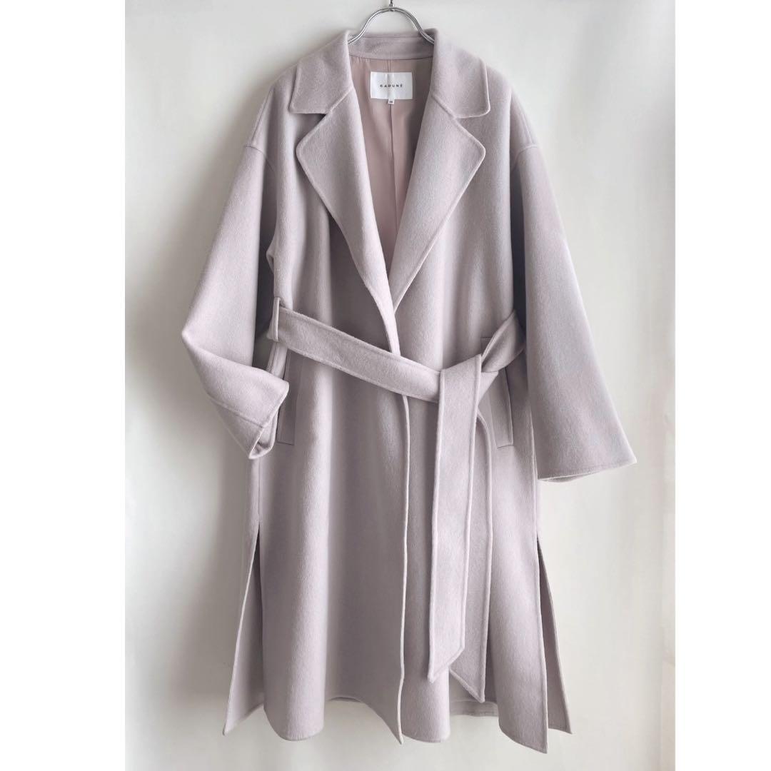 美品✨カデュネ 21AW 5.9万 ウール リバーロングコート 薄ピンク 36
