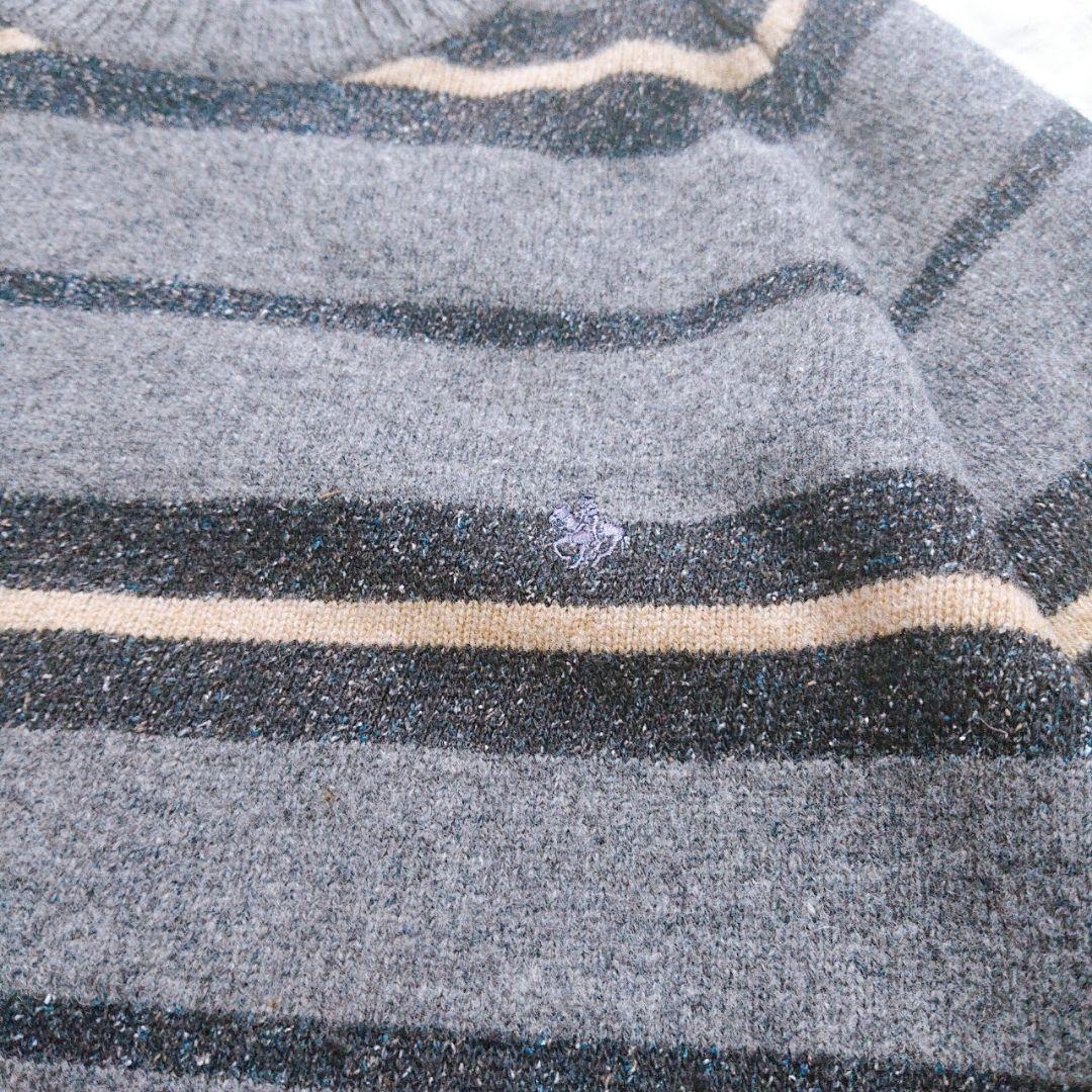 コストコ お買い得 【POLO】 ストライプ ニットセーター Lサイズ グレー