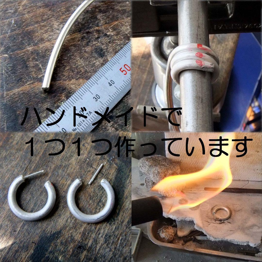 3-02 20mm 両耳 ハンドメイド 925 フープピアス