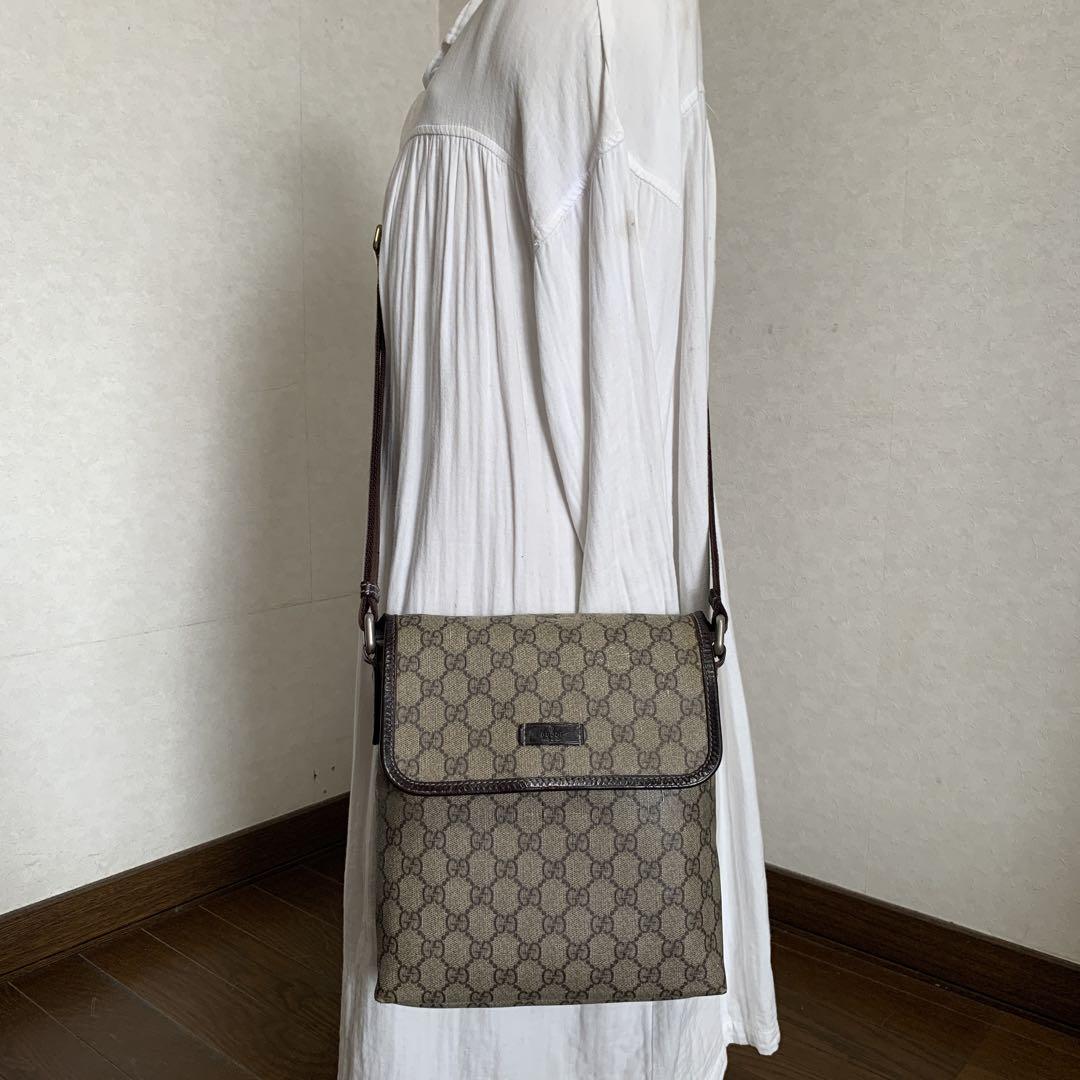 ◇ GUCCI グッチ ショルダーバッグ サコッシュ PVC×レザー