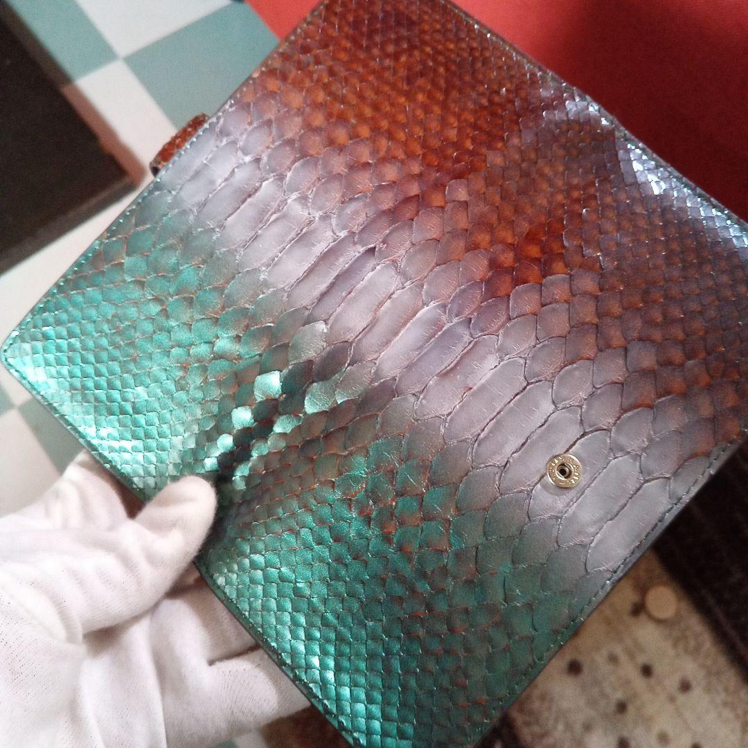 KN様　レア染め　パイソン財布　長財布　本革　財布　パイソン　蛇革