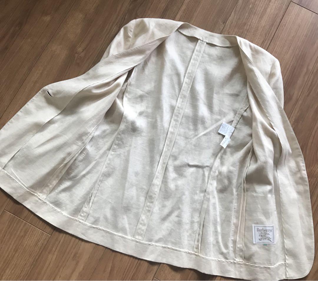 Burberrys リネン100% ノーカラー長袖ジャケット　ヴィンテージ