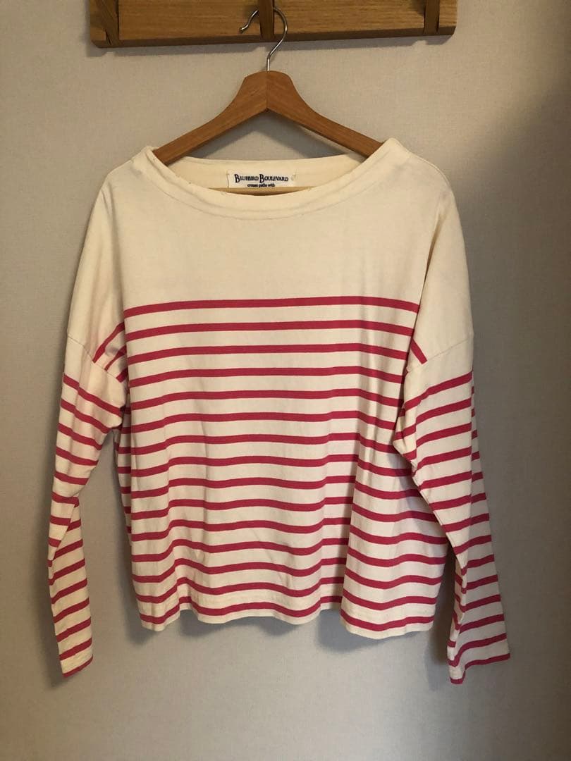 ロンハーマン ボーダーロンT ピンク×キナリ