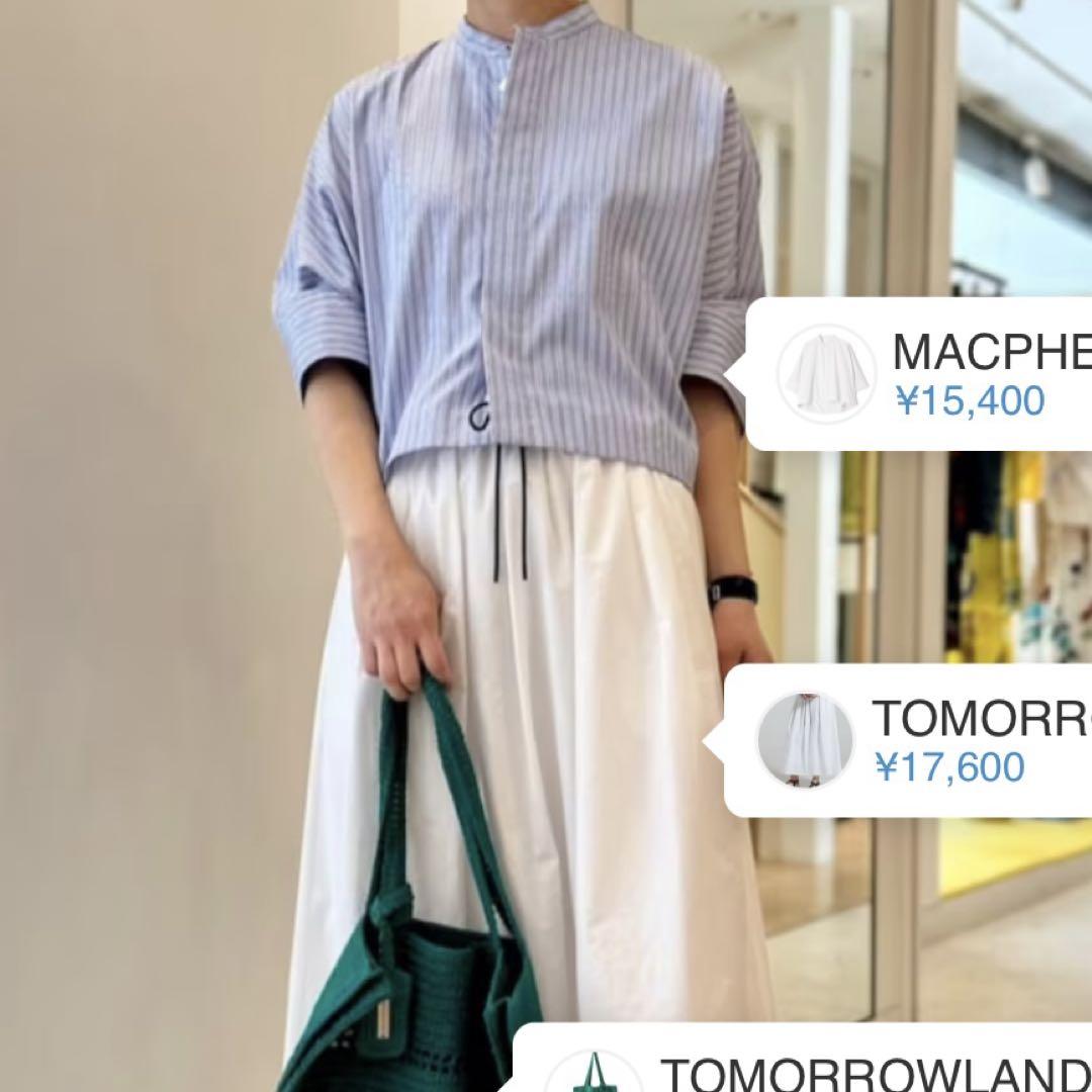 MACPHEE コットンブロードバンドカラークロップドシャツ 36