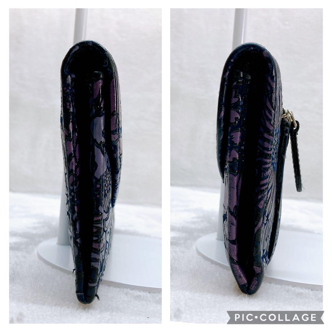 ✨綺麗✨印傳屋 インデンヤ フロニティ 2つ折り長財布 レザー 花柄 総柄