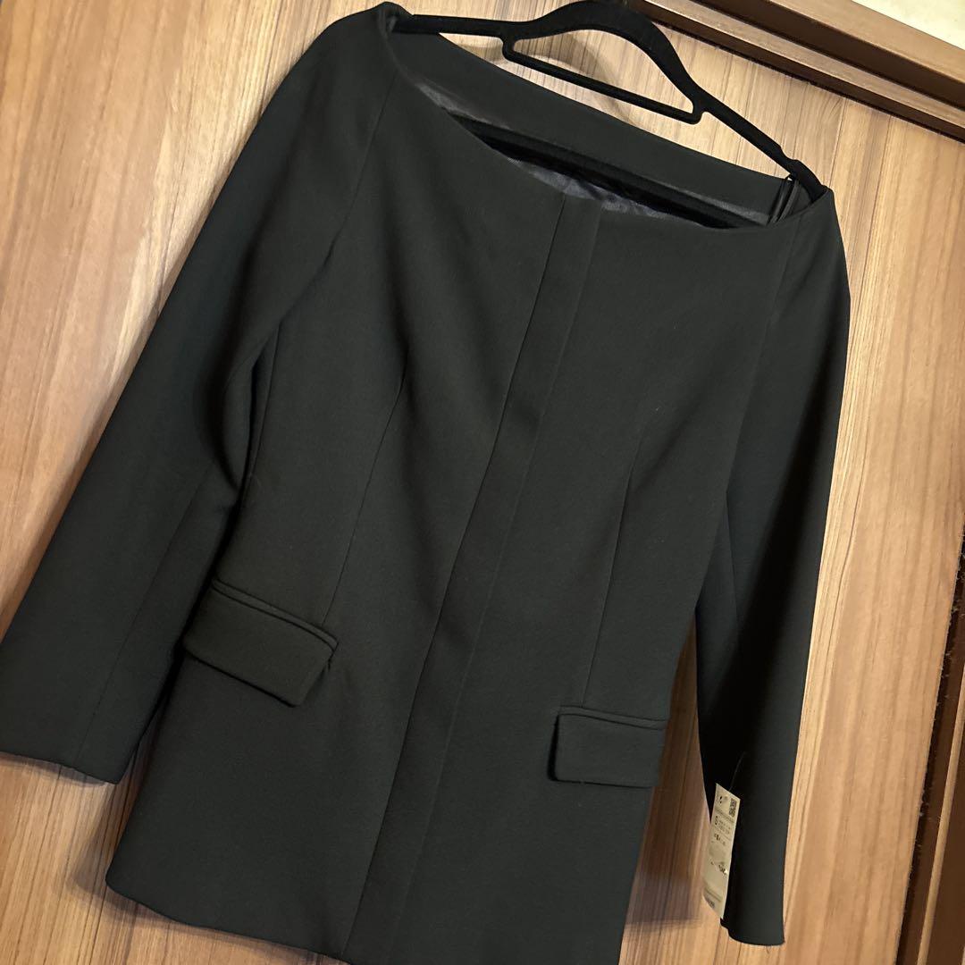 新品！ZARA BASIC ノーカラージャケット ブラック - メルカリ