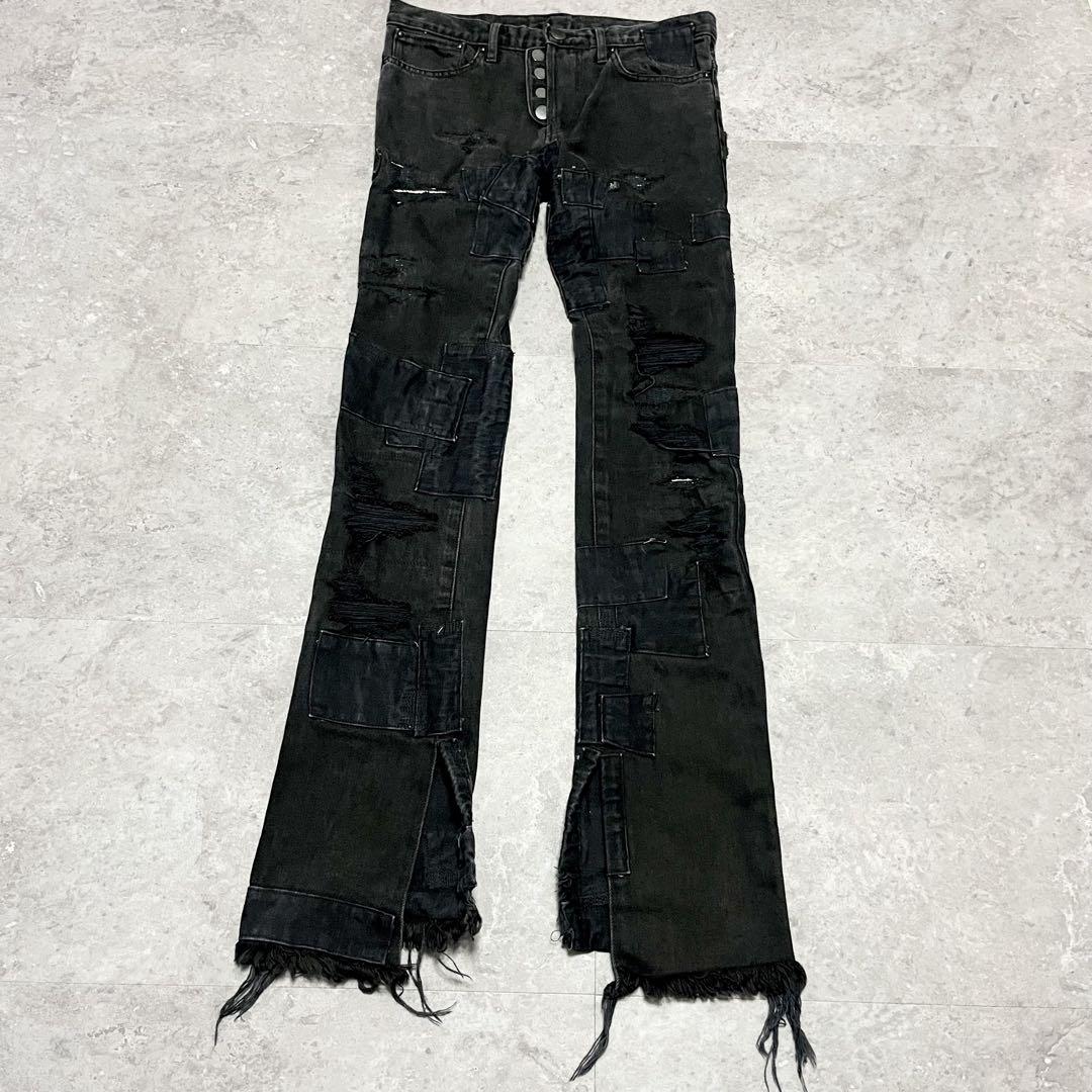 パンツ QL Mansion Maker clash flaredenim black