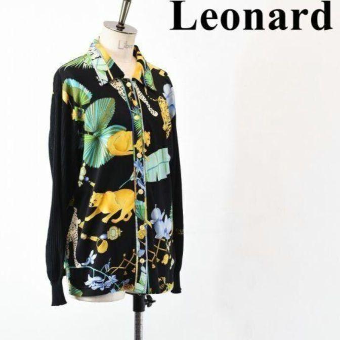 7900◾LEONARD レオナール 切り替えニット袖 総柄 F - メルカリ