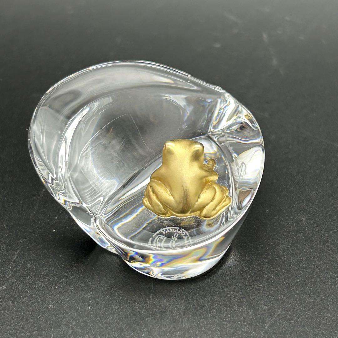 美品】【光の造形】バカラ Baccarat カエル 置物 ペーパーウェイト
