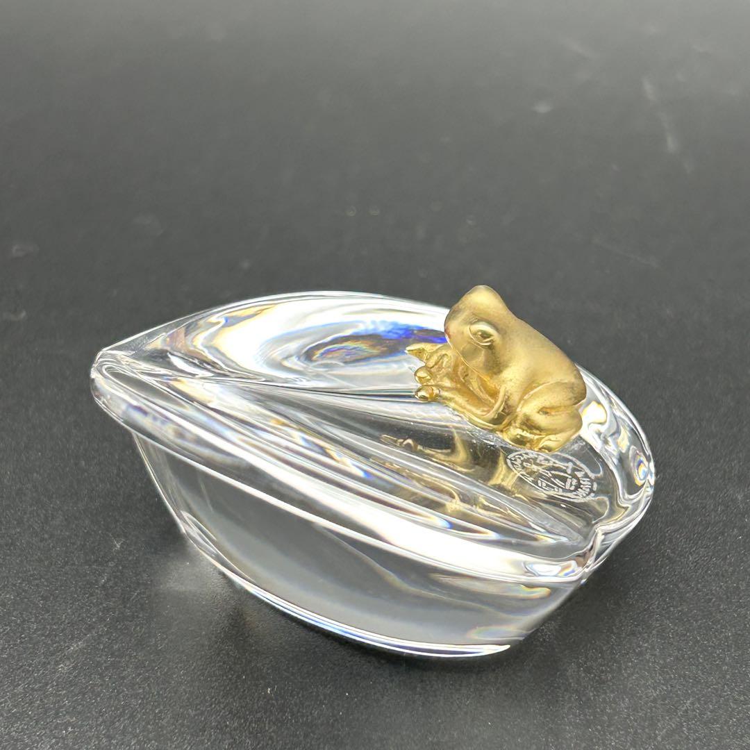 美品】【光の造形】バカラ Baccarat カエル 置物 ペーパーウェイト