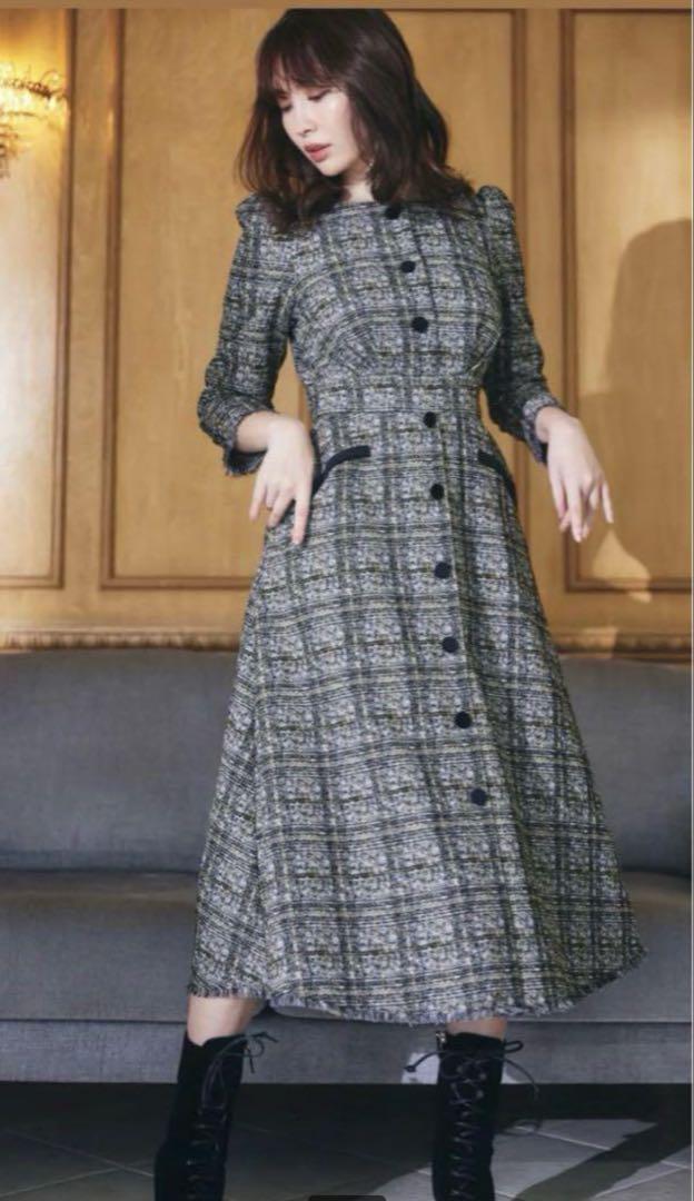 【美品】herlipto Classic Tweed Midi Dress