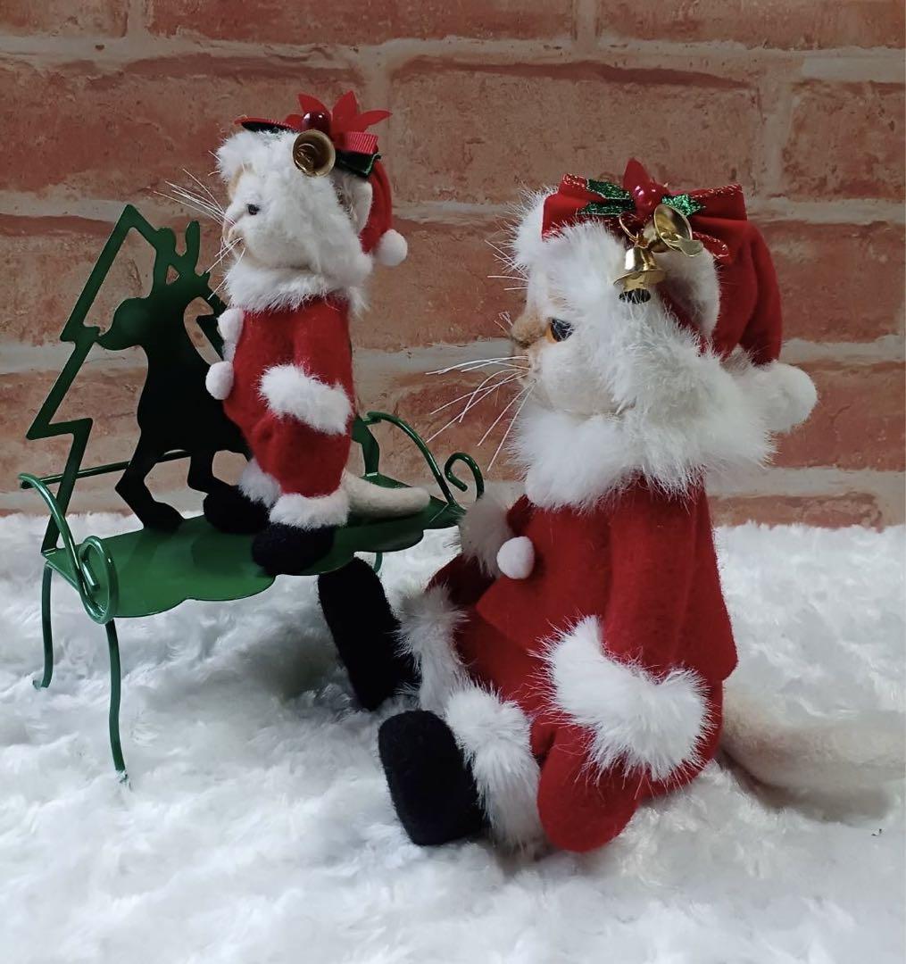 ハンドメイド★羊毛フェルト　クリスマス　猫　サンタクロース