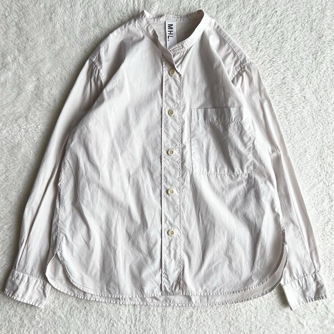 美品　MHL.　バンドカラー コットンシャツ　長袖　2022　定番