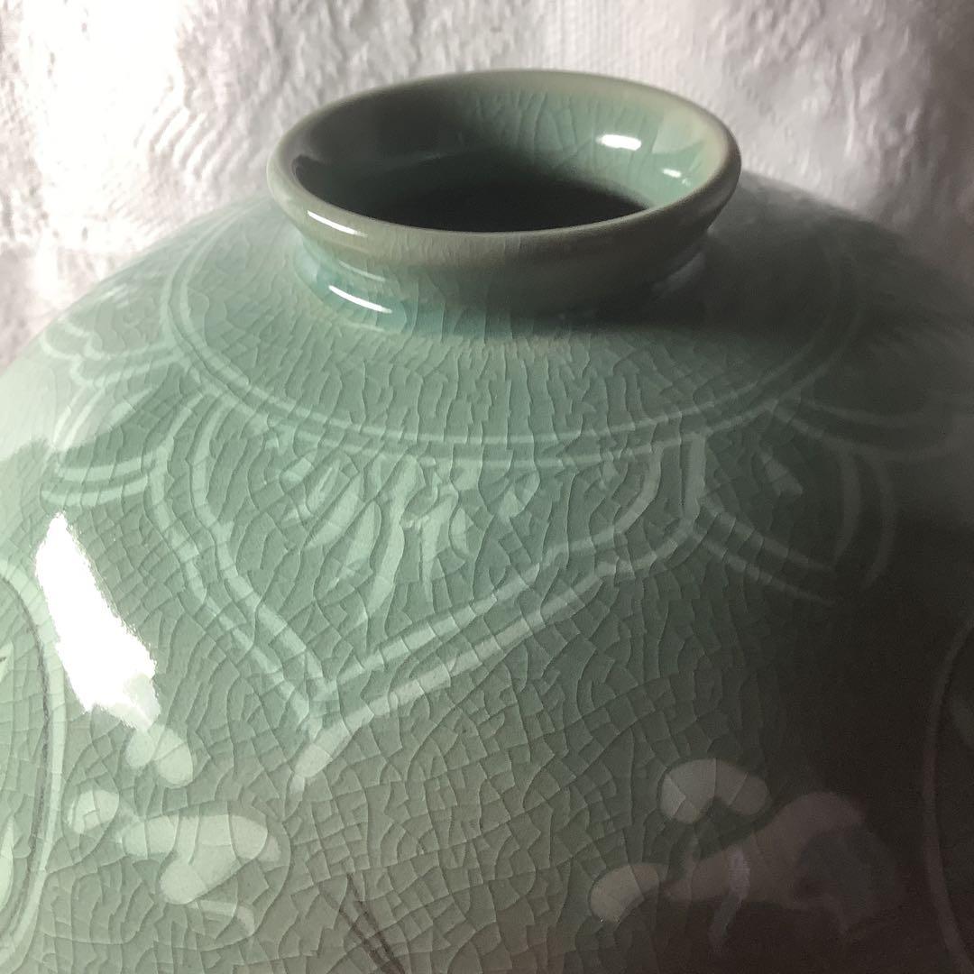 hirohiさん専用 【美品】 高麗青磁 鮮棒 花瓶 鶴 花器 華道具
