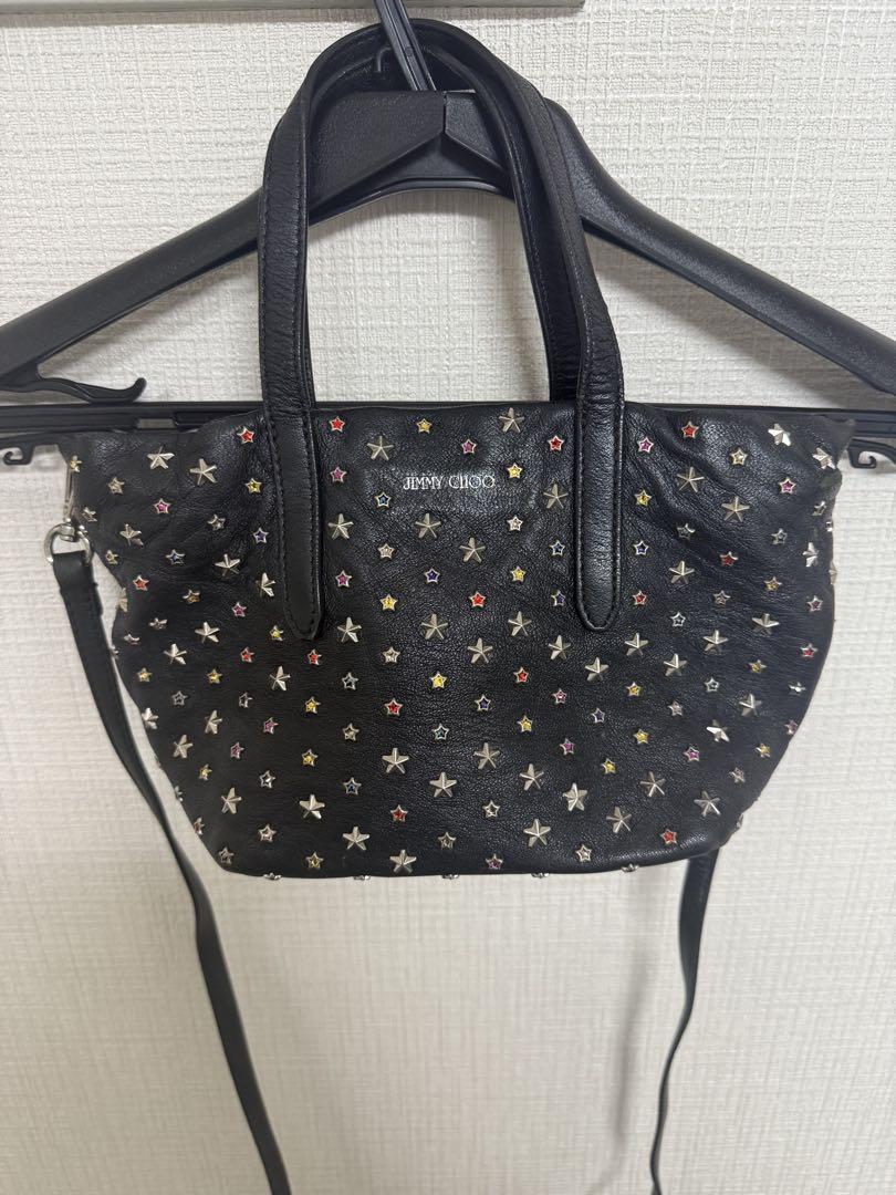 JIMMY CHOO ショルダーバッグ ２way スタッズ ミニサラ レザー