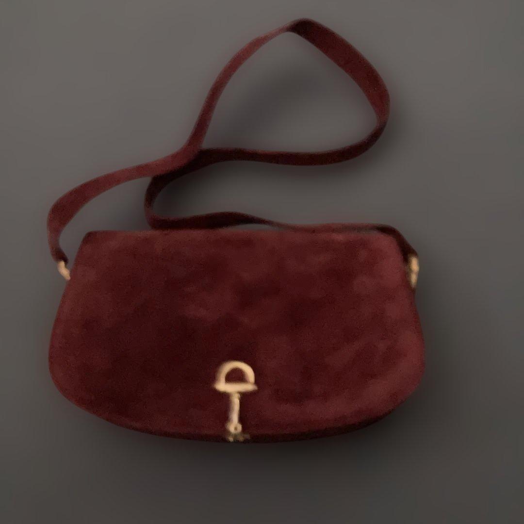 グッチ　バーガンディ スエード ショルダーバッグ