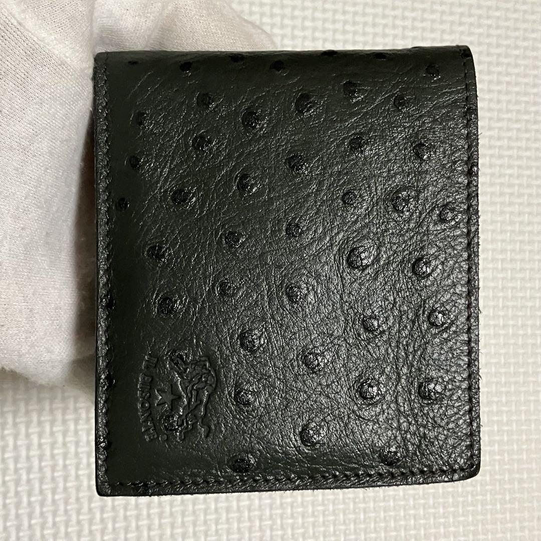 未使用　IL BISONTE レザー二つ折り財布　オーストリッチ 袋カード付き