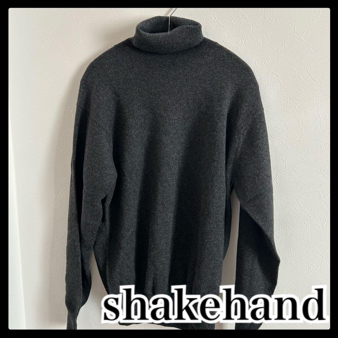shakehand ハイネック ニットセーター メンズ グレー タートルネック