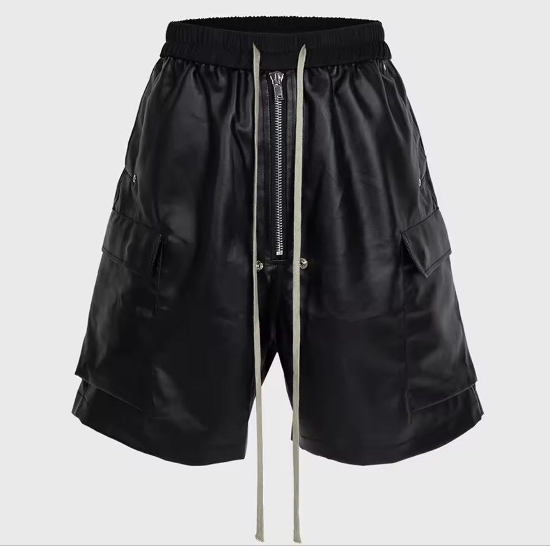 Rick owens風 レザーハーフパンツ cozy風 短パン - メルカリ