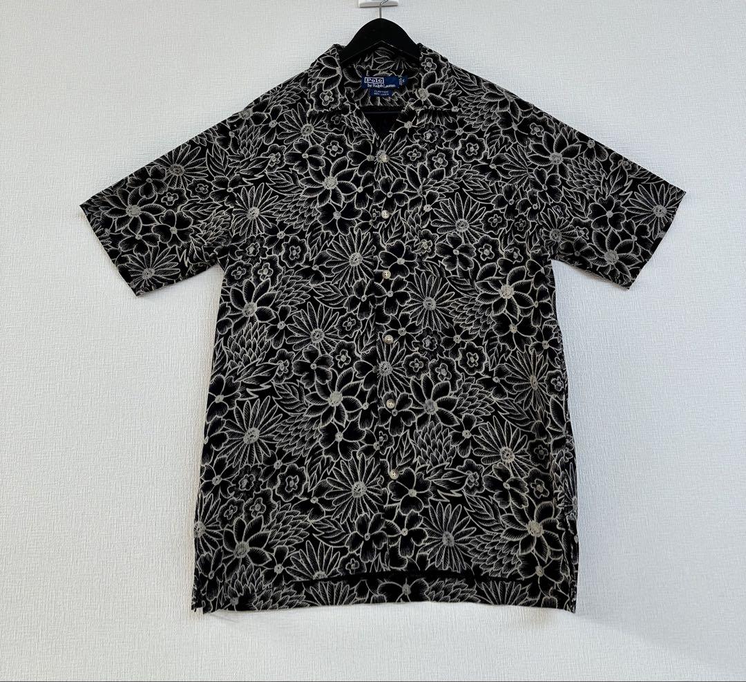 超スペシャル 90s ラルフローレン CLAYTON ブラックフラワーシャツ S 超スペシャル 90s ラルフローレン CLAYTON ブラックフラワー