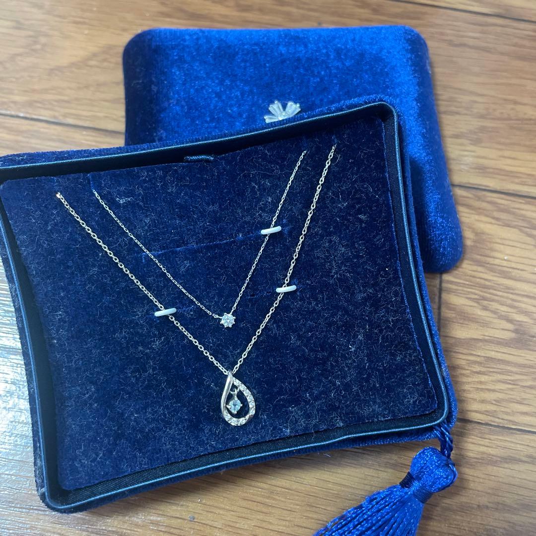 ４℃ K10ホワイトゴールド ネックレス2本セット 限定デザイン