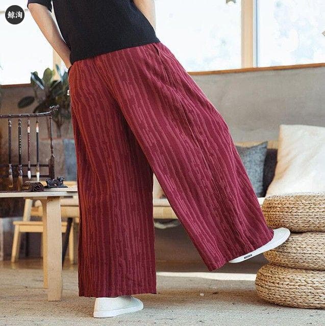 リネンパンツ ワイドパンツ