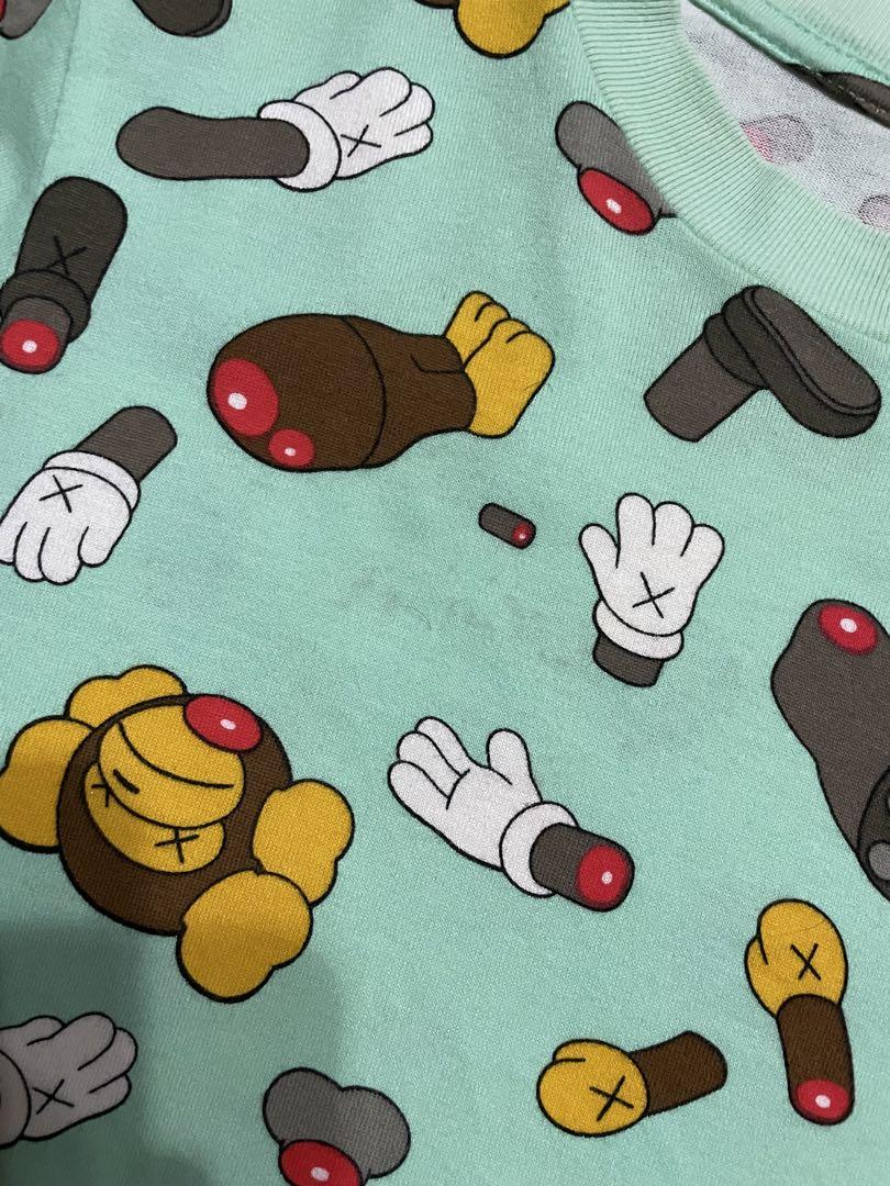 Bape kaws Tシャツ カウズ マイロ アベイシングエイプ水色総柄 日本製 Bape kaws Tシャツ カウズ マイロ アベイシングエイプ水色総柄
