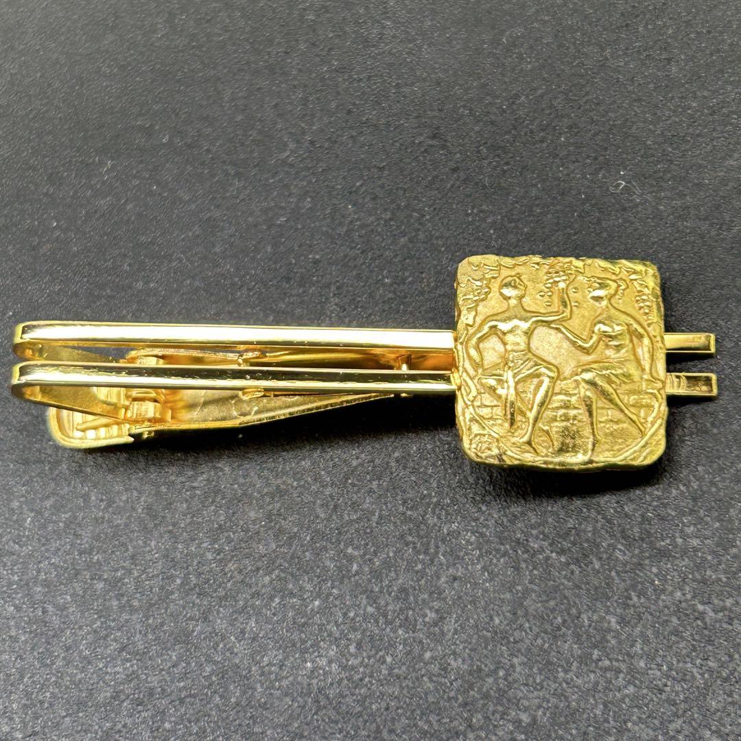 極美品 左欣司作 銀張りゴールド・金色レリーフ ネクタイピン