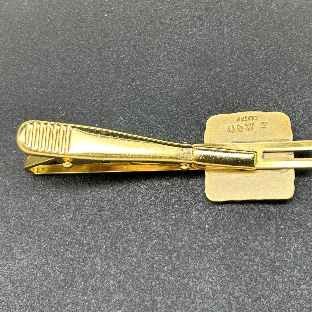 極美品 左欣司作 銀張りゴールド・金色レリーフ ネクタイピン