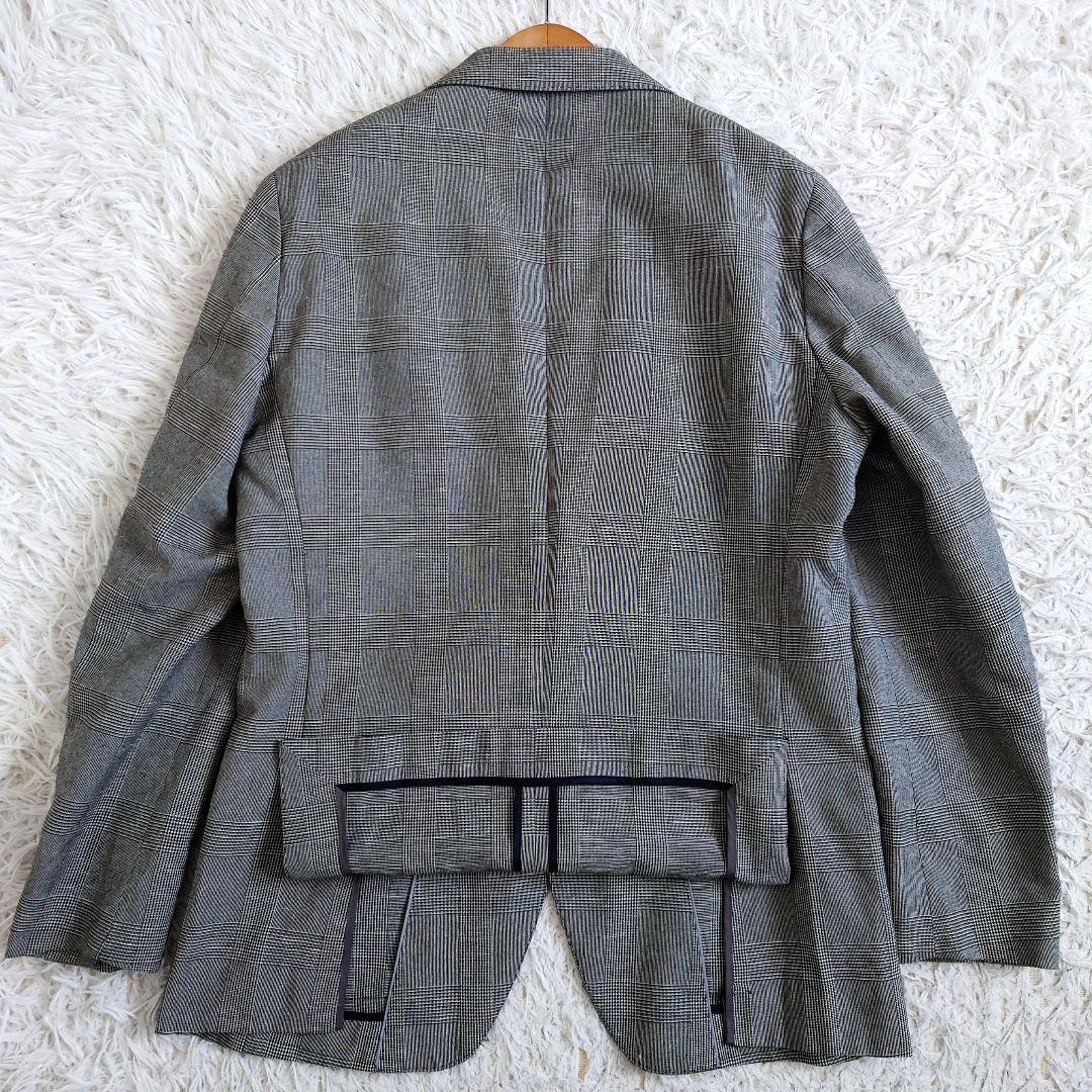 スーツセレクト　テーラードジャケット　BISHU　リネン混　チェック　L