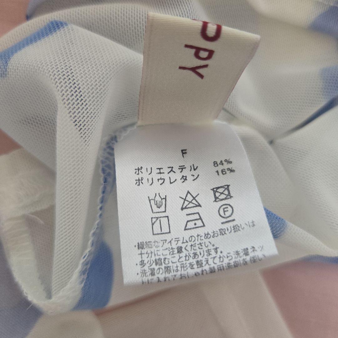 トップス poppy Blue ribbon see-through tops