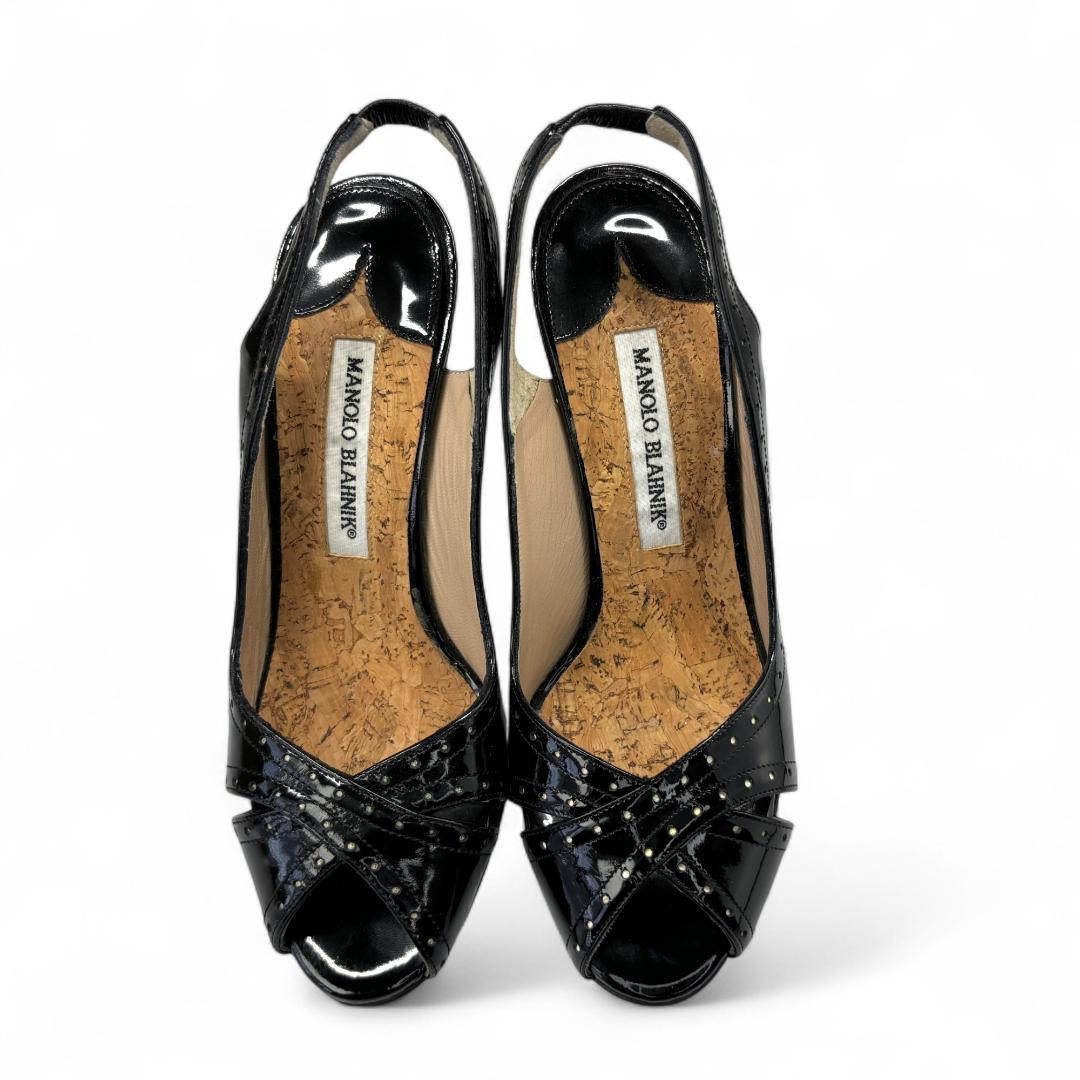 MANOLO BLAHNIK マノロブラニク　サンダル　リザード　黒　23cm MANOLO BLAHNIK マノロブラニク サンダル リザード 黒 23cm