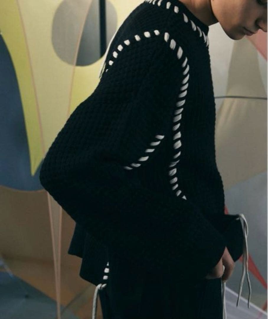 MAISON SPECIAL オニワッフルクレイジーステッチニット ブラック 0 MAISON SPECIAL オニワッフルクレイジーステッチニット ブラック 0