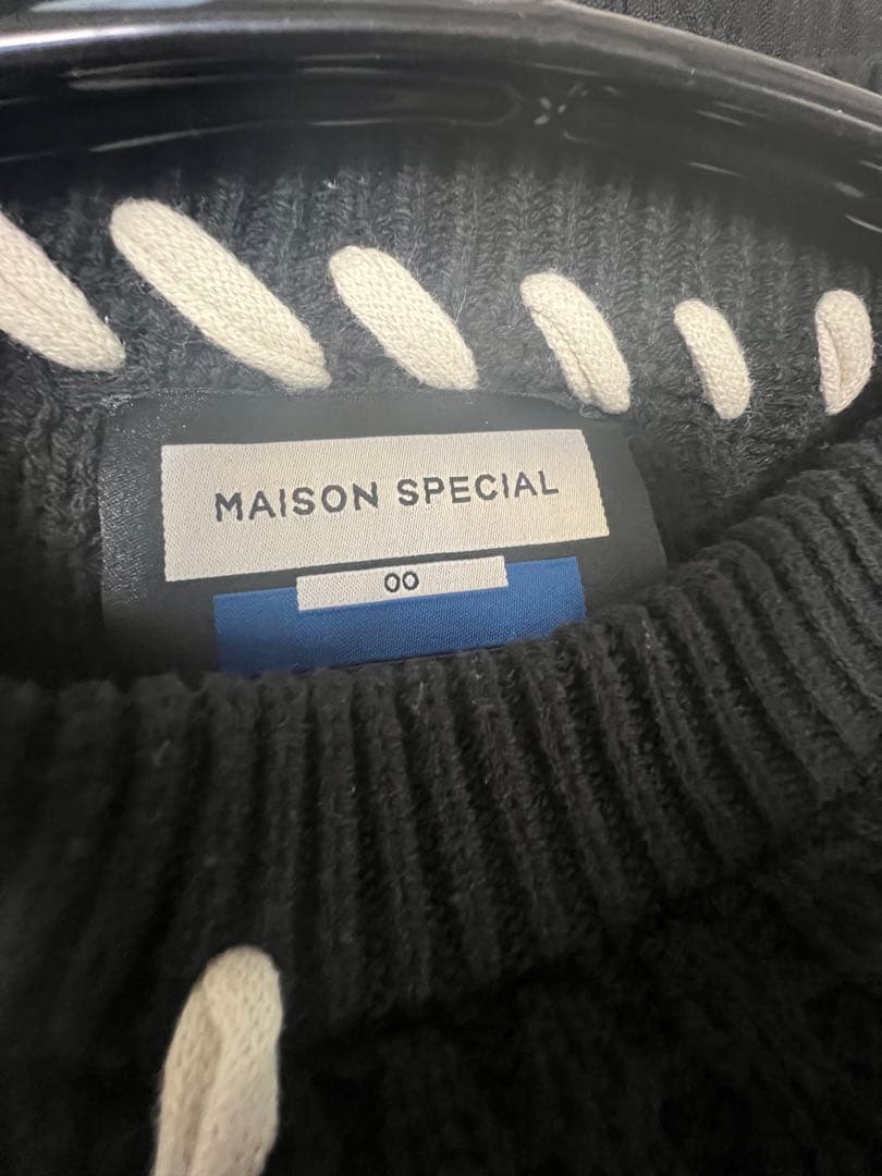 MAISON SPECIAL オニワッフルクレイジーステッチニット ブラック 0 MAISON SPECIAL オニワッフルクレイジーステッチニット ブラック 0