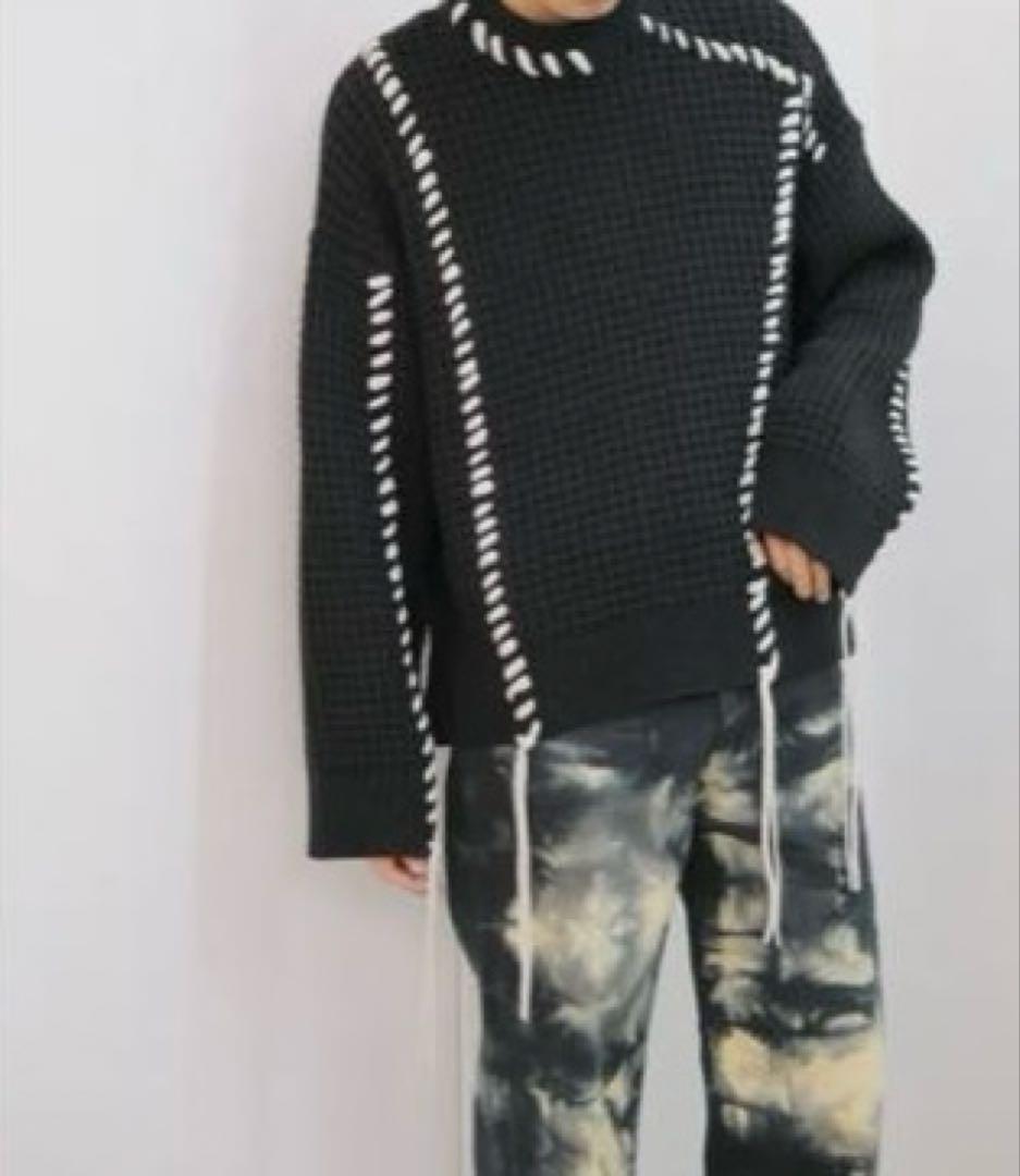 MAISON SPECIAL オニワッフルクレイジーステッチニット ブラック 0 MAISON SPECIAL オニワッフルクレイジーステッチニット ブラック 0