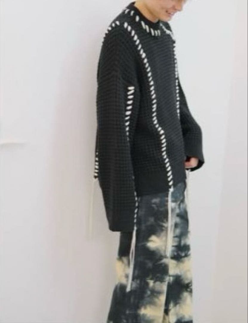 MAISON SPECIAL オニワッフルクレイジーステッチニット ブラック 0 MAISON SPECIAL オニワッフルクレイジーステッチニット ブラック 0