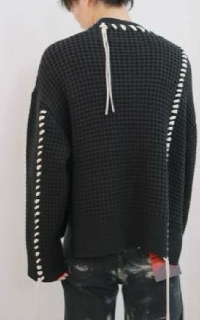 MAISON SPECIAL オニワッフルクレイジーステッチニット ブラック 0 MAISON SPECIAL オニワッフルクレイジーステッチニット ブラック 0