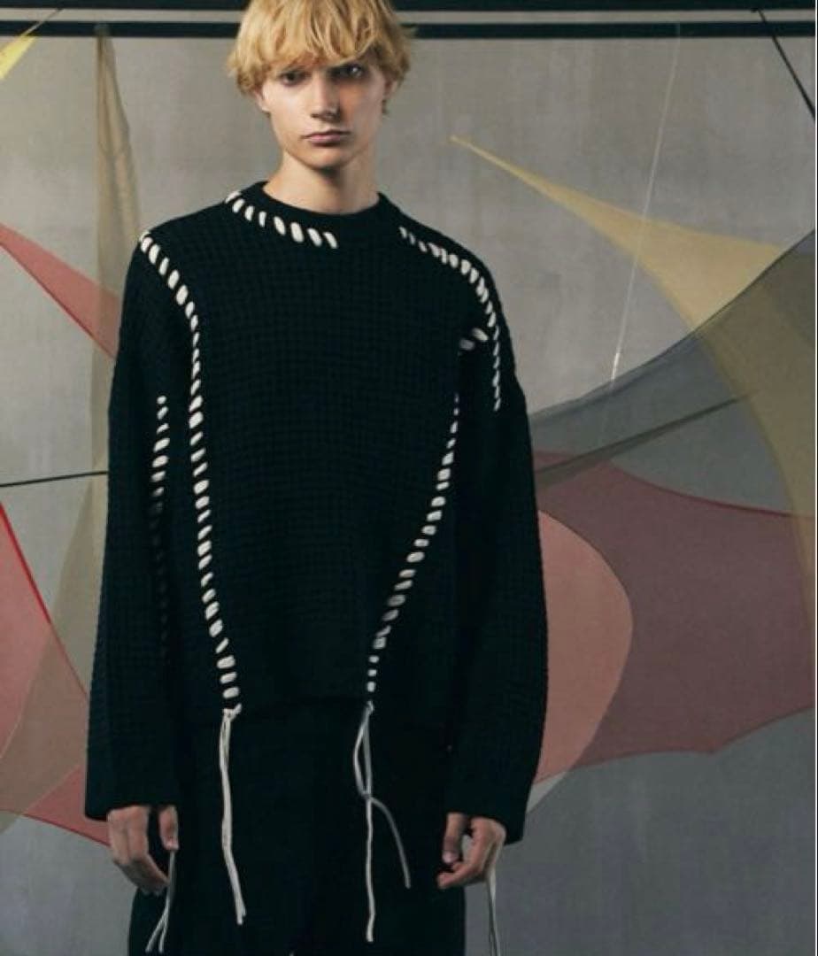 MAISON SPECIAL オニワッフルクレイジーステッチニット ブラック 0 MAISON SPECIAL オニワッフルクレイジーステッチニット ブラック 0