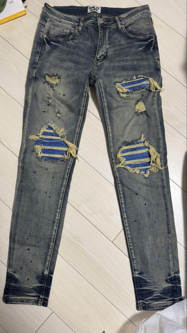 Guilty Guys　ギルティーガイズ　ダメージ加工　スキニーデニムパンツ 中古・古着通販】GUILTY GUYS (ギルティガイズ) デニムパンツ