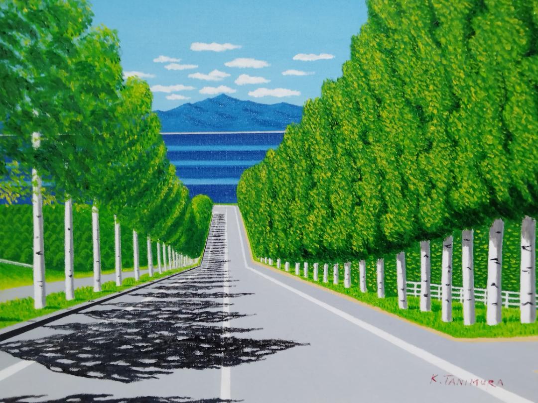 ★白樺並木通り・谷村一男肉筆油彩画・F6・新品額付 ☆白樺並木通り・谷村一男肉筆油彩画・F6・新品額付 - メルカリ