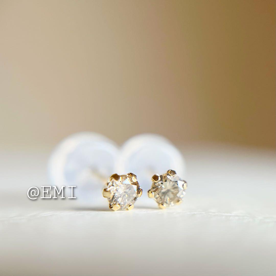 K18 18金　天然ダイヤモンド0.14ct ピアス　天然ダイヤモンド　メレ