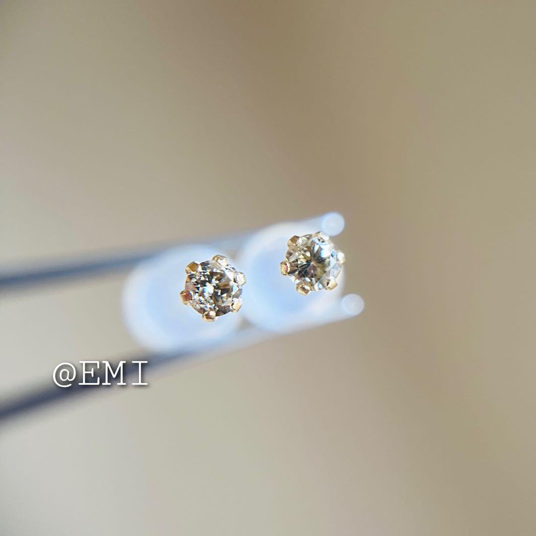 K18 18金　天然ダイヤモンド0.14ct ピアス　天然ダイヤモンド　メレ
